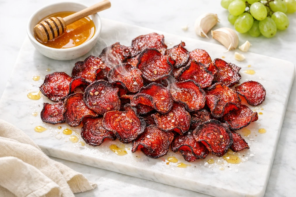 Honey Garlic Beetroot Chips Recipe
